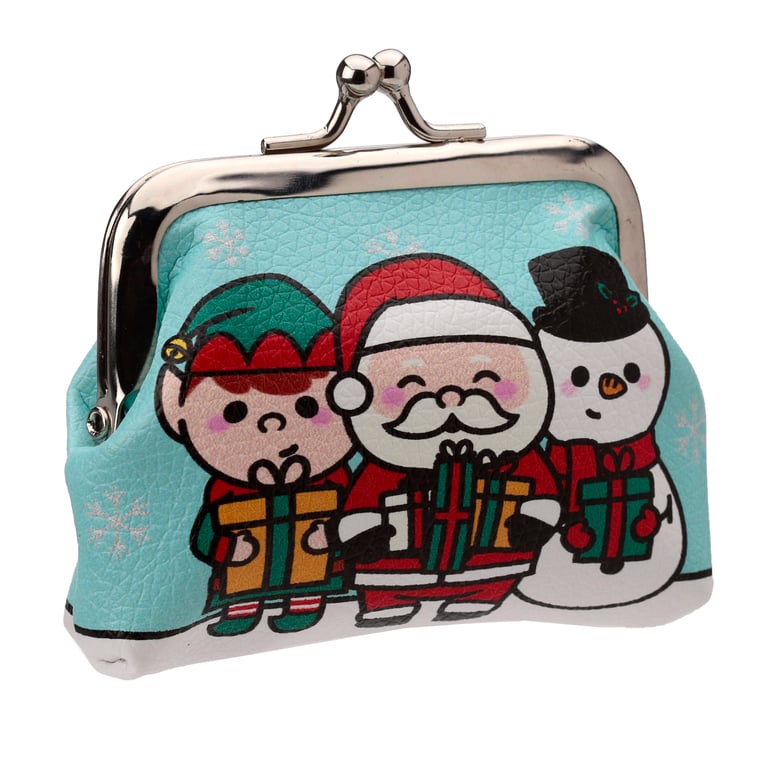 Tic Tac Purse - Festive Friends Christmas Polyurethane Fabric & Copper Zinc Alloy Metal Zipper Handbag