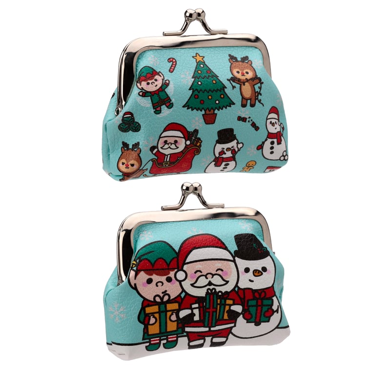 Tic Tac Purse - Festive Friends Christmas Polyurethane Fabric & Copper Zinc Alloy Metal Zipper Handbag