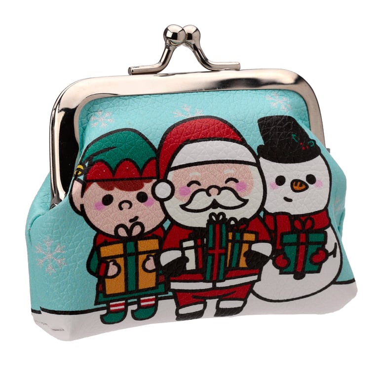 Tic Tac Purse - Festive Friends Christmas Polyurethane Fabric & Copper Zinc Alloy Metal Zipper Handbag