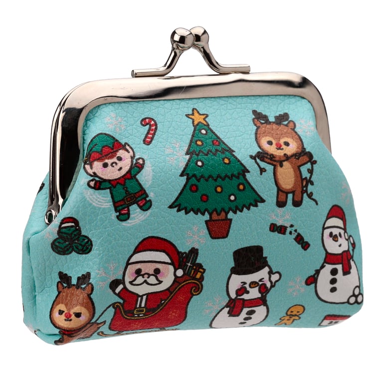 Tic Tac Purse - Festive Friends Christmas Polyurethane Fabric & Copper Zinc Alloy Metal Zipper Handbag