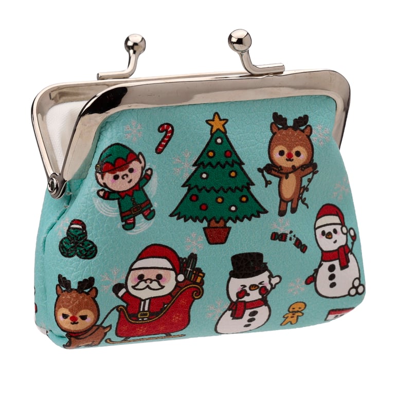 Tic Tac Purse - Festive Friends Christmas Polyurethane Fabric & Copper Zinc Alloy Metal Zipper Handbag