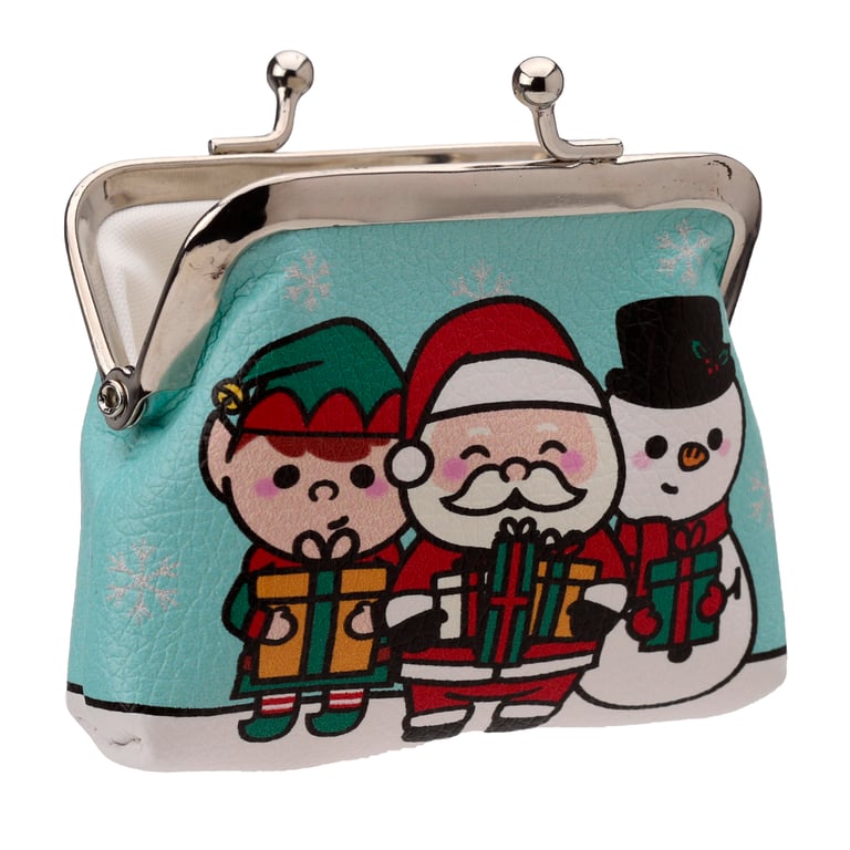 Tic Tac Purse - Festive Friends Christmas Polyurethane Fabric & Copper Zinc Alloy Metal Zipper Handbag
