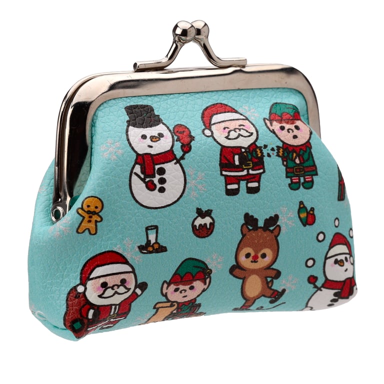 Tic Tac Purse - Festive Friends Christmas Polyurethane Fabric & Copper Zinc Alloy Metal Zipper Handbag