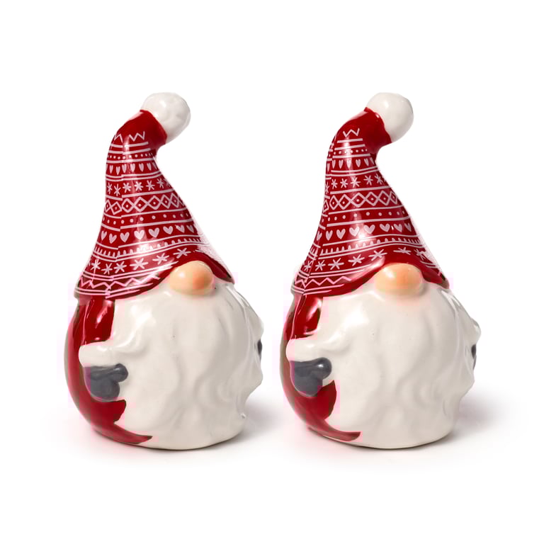 Ceramic Scandi Christmas Gonk Salt & Pepper Set - Food Safe Kitchenware