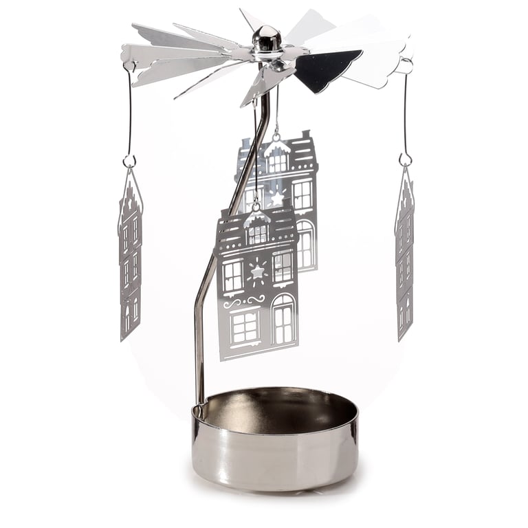 Spinning Tea Light Carousel Candle Holder - Aluminium & Stainless Steel Christmas Edition