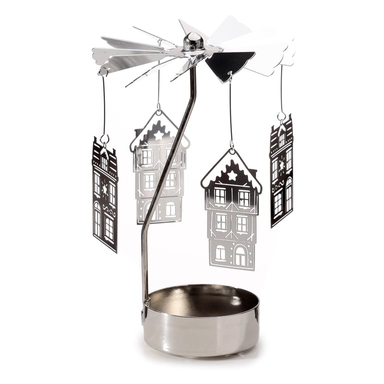 Spinning Tea Light Carousel Candle Holder - Aluminium & Stainless Steel Christmas Edition