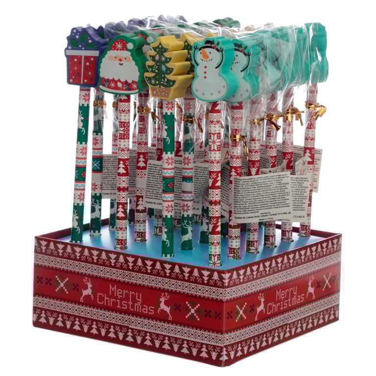 Christmas Pencil and Eraser Set - CE Marked, EN71 Compliant Writing Tools for Kids