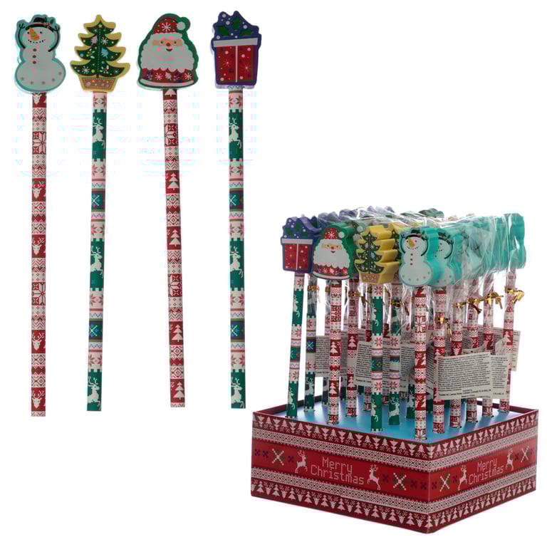 Christmas Pencil and Eraser Set - CE Marked, EN71 Compliant Writing Tools for Kids