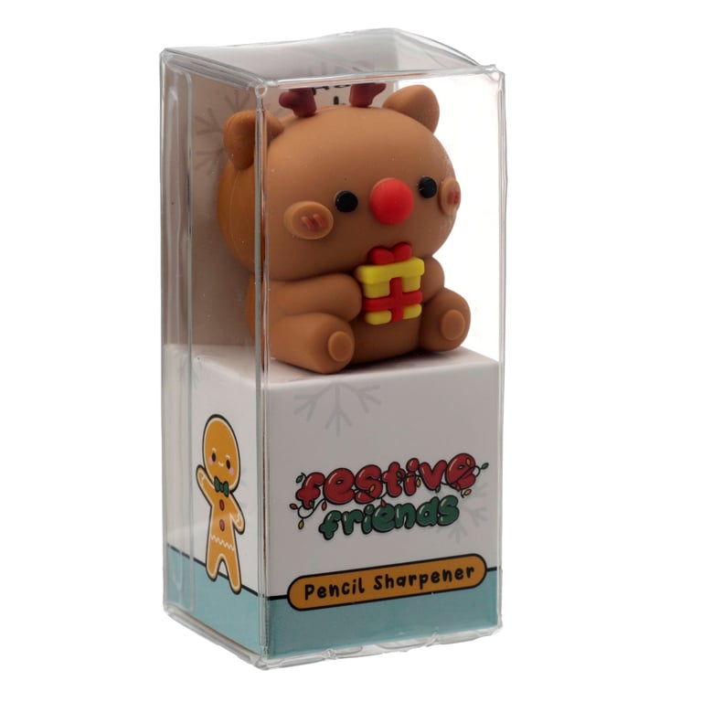 Plastic Pencil Sharpener - CE Marked, EN71 Compliant, Christmas Festive Friends