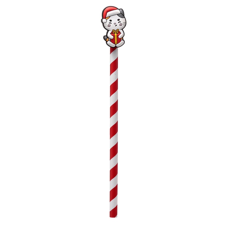 Wood and PVC Christmas Pencil with Adoramals Design - Holiday Writing Utensil