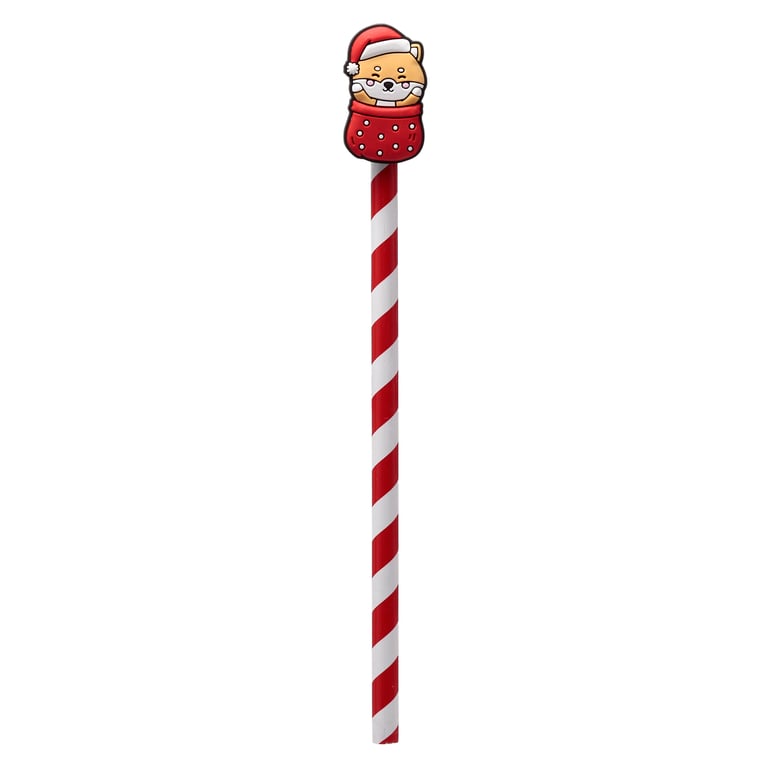 Wood and PVC Christmas Pencil with Adoramals Design - Holiday Writing Utensil