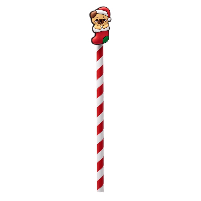 Wood and PVC Christmas Pencil with Adoramals Design - Holiday Writing Utensil