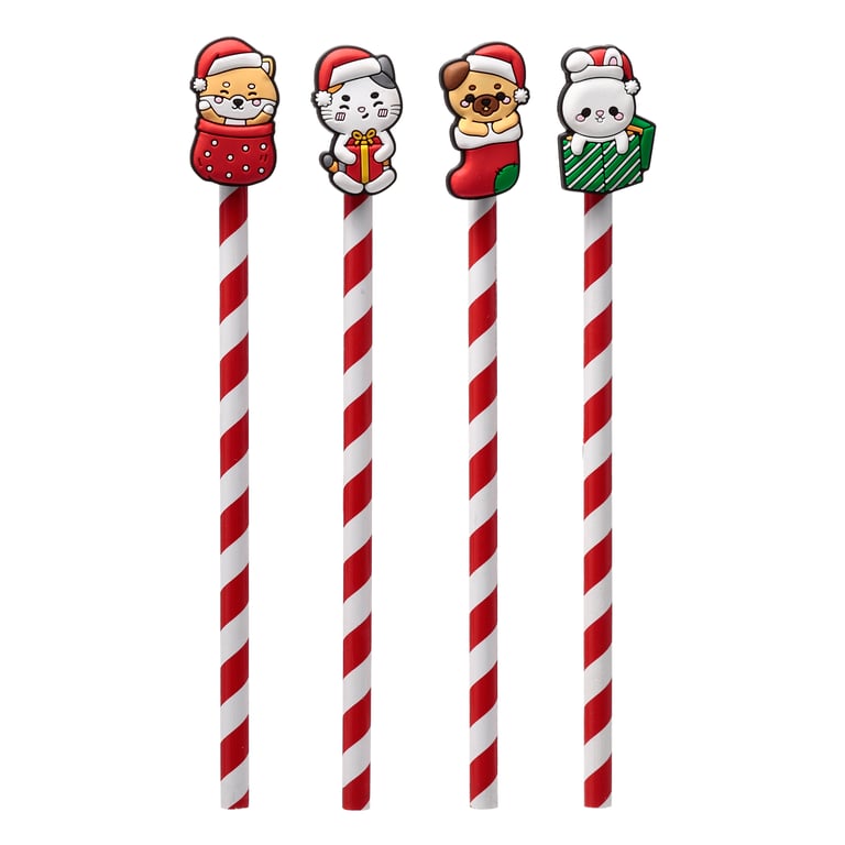 Wood and PVC Christmas Pencil with Adoramals Design - Holiday Writing Utensil