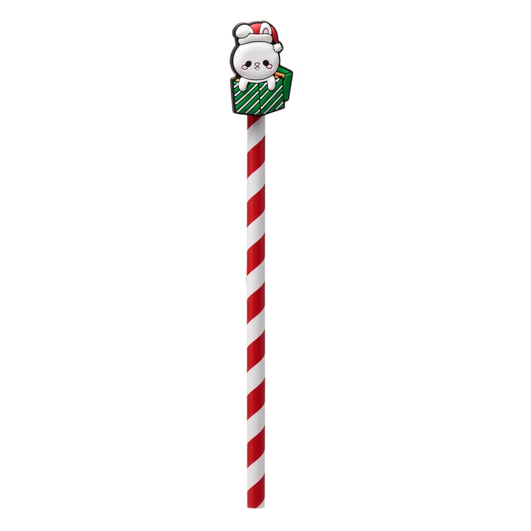 Wood and PVC Christmas Pencil with Adoramals Design - Holiday Writing Utensil