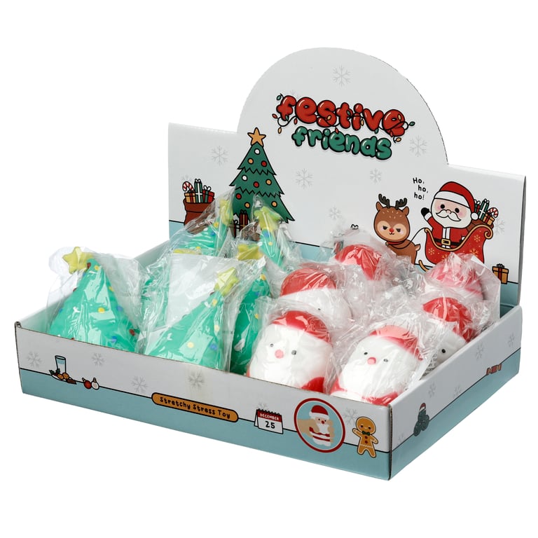 Christmas Tree & Santa Stretchy Toy - CE Marked, EN71 Compliant Rubber Toy Suitable from 3 Years