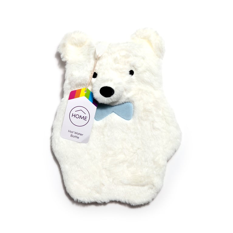 Polar Bear 650ml Hot Water Bottle with Plush Cover - CE Marked & Safe