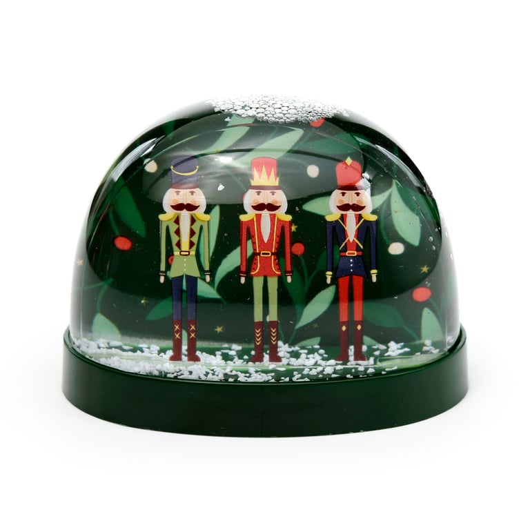 Large Snow Storm Christmas Nutcracker Decoration - Plastic & Glitter Home Decor Collectable