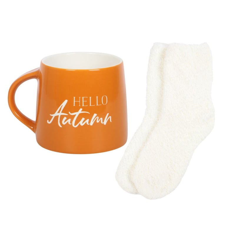 Hello Autumn Mug and Socks Set - Cozy Gift for Autumn Days (380ml)