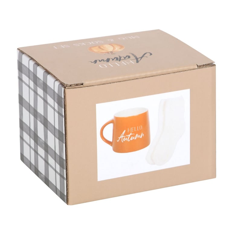 Hello Autumn Mug and Socks Set - Cozy Gift for Autumn Days (380ml)