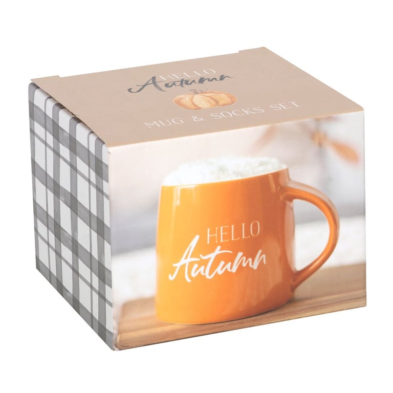 Hello Autumn Mug and Socks Set - Cozy Gift for Autumn Days (380ml)