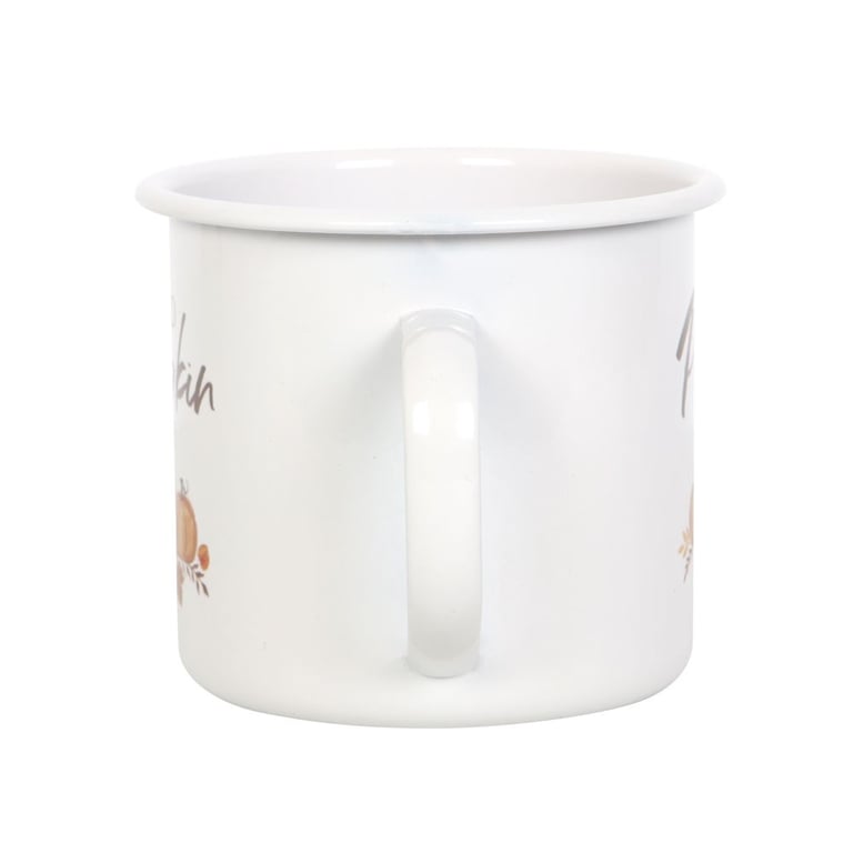 Hello Pumpkin 500ml Enamel Mug - Autumnal Design, Hand Wash Only