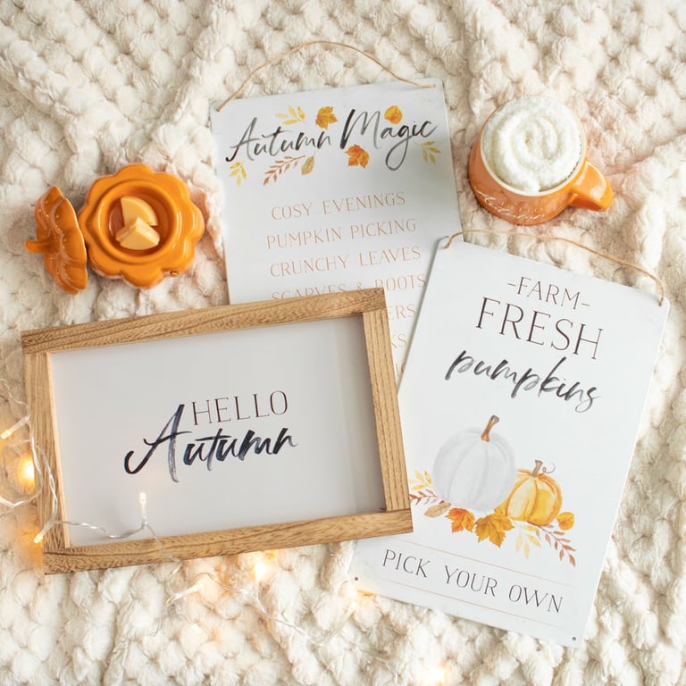 Hello Autumn Wooden Frame Sign - Painterly Effect Home Decor Sign for Fall Season
