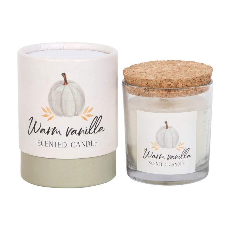 Warm Vanilla Autumn Candle - Vegan Paraffin Wax, 25 Hour Burn Time, Home Fragrance