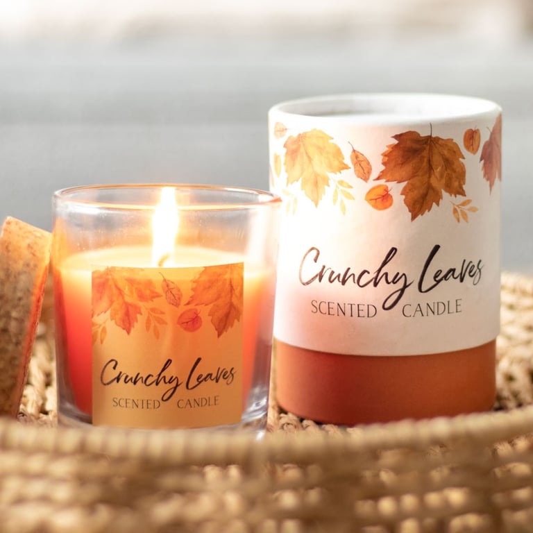 Crunchy Leaves Autumn Vegan Paraffin Wax Candle - 25 Hour Home Fragrance