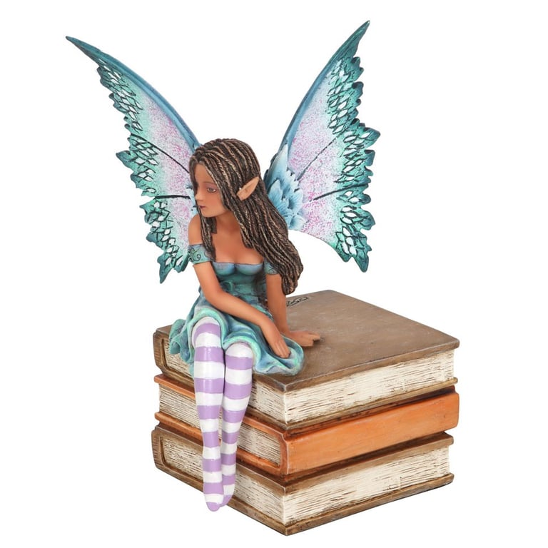 Amy Brown Book Fairy Figurine - Handcrafted Resin Collectible with Watercolour Accents