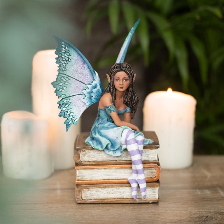 Amy Brown Book Fairy Figurine - Handcrafted Resin Collectible with Watercolour Accents