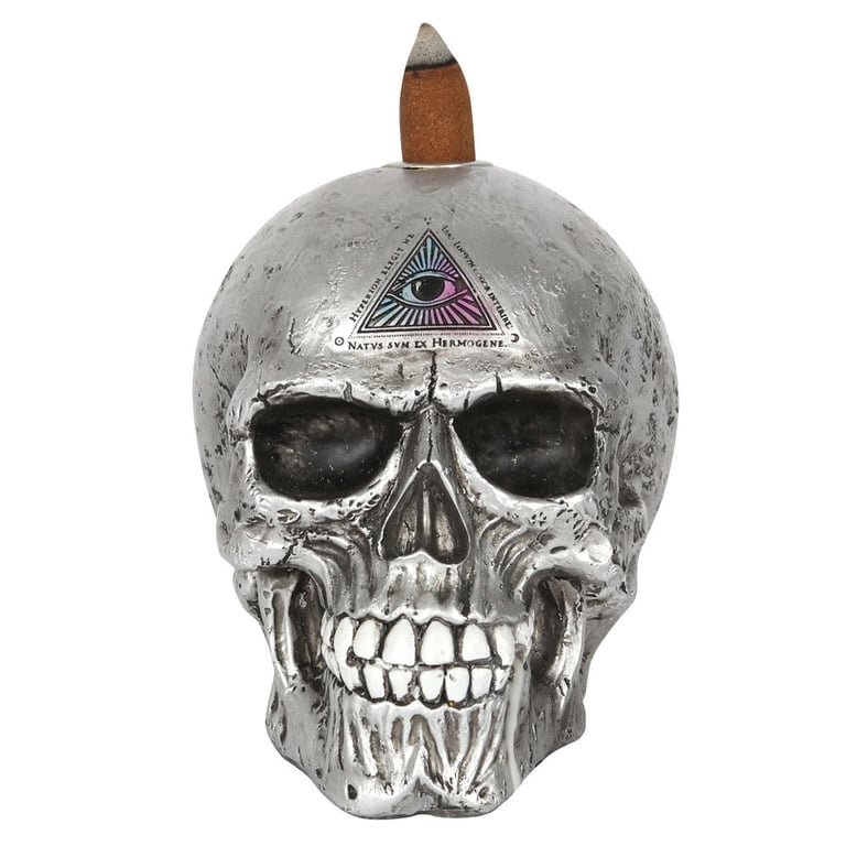 The Void Silver Skull Backflow Incense Burner