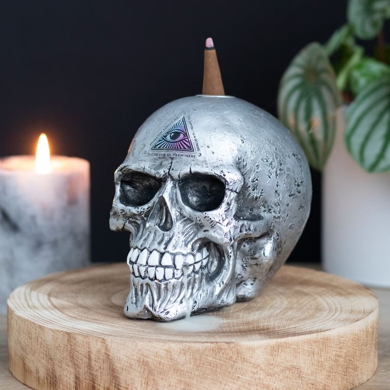 The Void Silver Skull Backflow Incense Burner