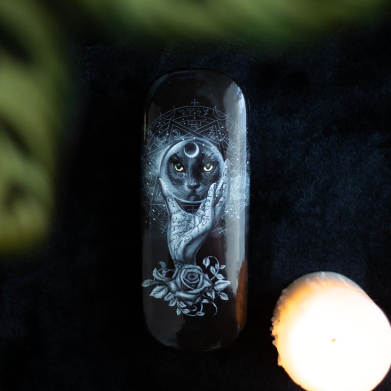 Grimalkin s Glass Glasses Case by Alchemy - Official Licensed Black Cat Artwork & Microfibre Cleaning Cloth Included