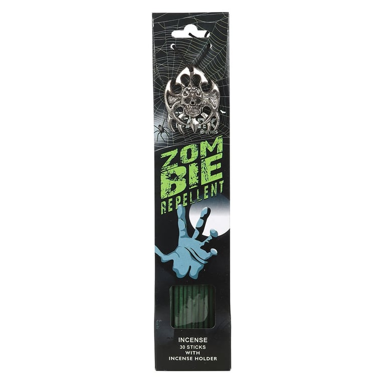 Zombie Repellent Incense Sticks - Jasmine Scented Set with Metal Holder
