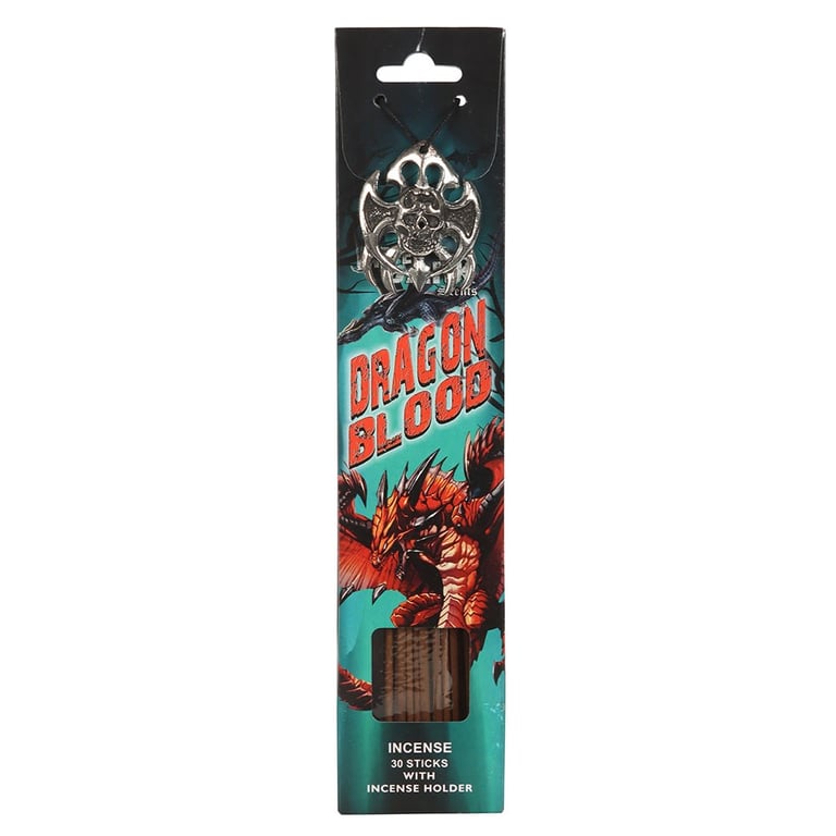 Dragon Blood Incense Holder Set - 30 Sticks & Metal Case for Dark Gothic Home Fragrance