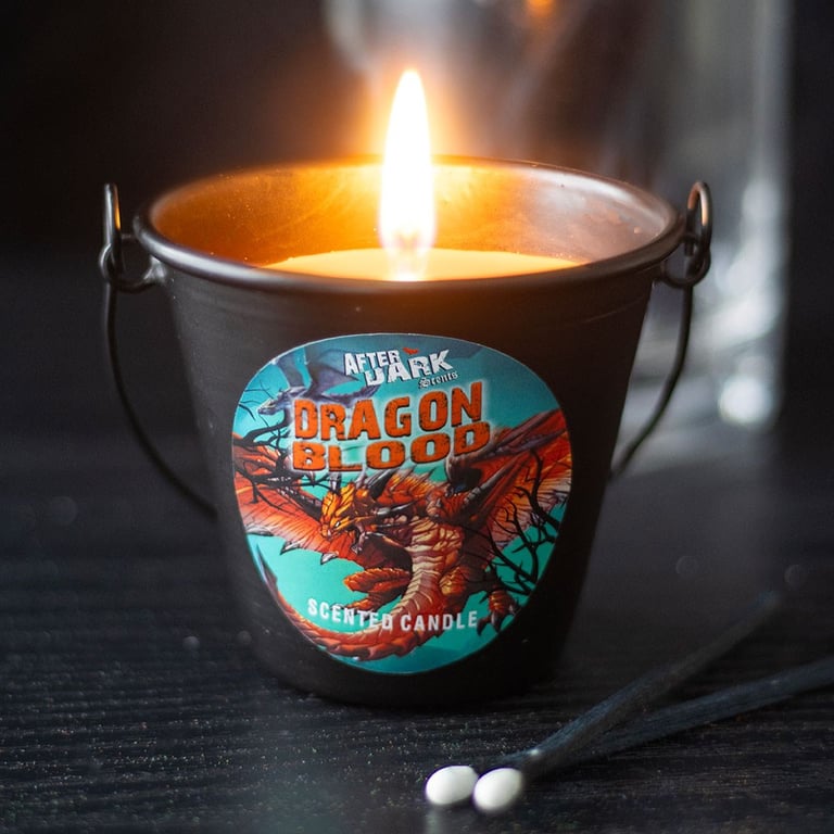 Dragon Blood Paraffin Wax Candle - 20hr Burn Time, Metal Bucket Holder