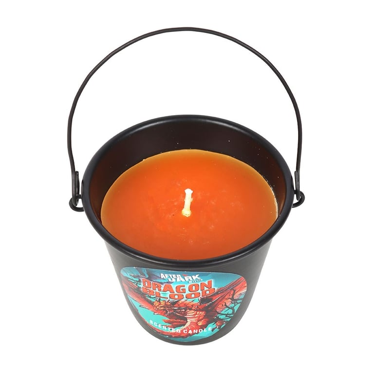 Dragon Blood Paraffin Wax Candle - 20hr Burn Time, Metal Bucket Holder