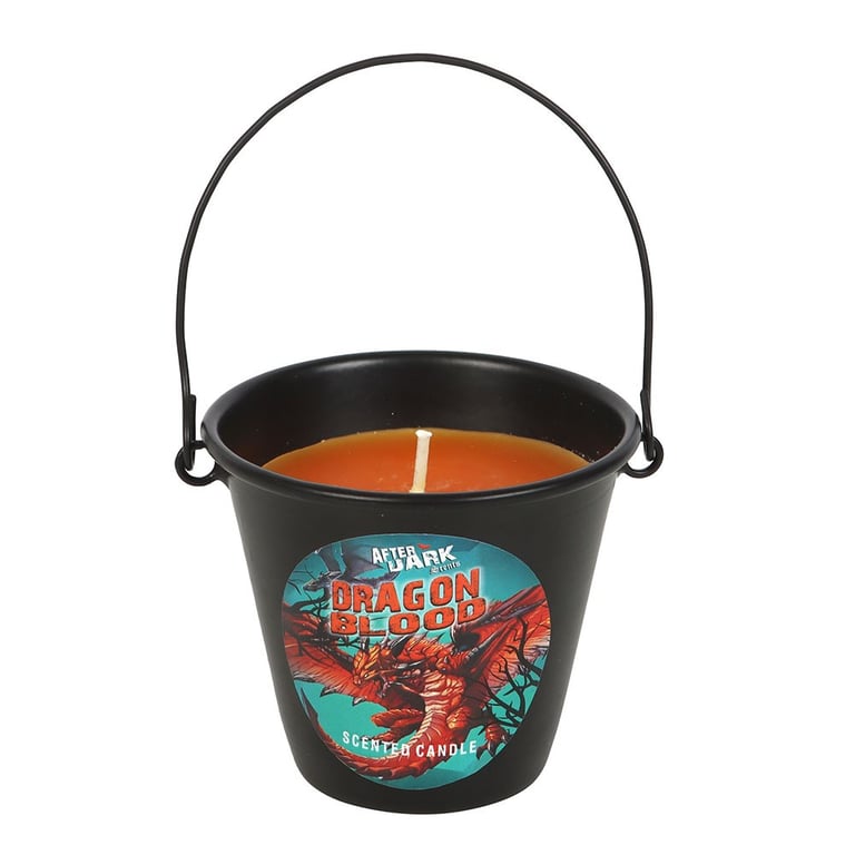 Dragon Blood Paraffin Wax Candle - 20hr Burn Time, Metal Bucket Holder