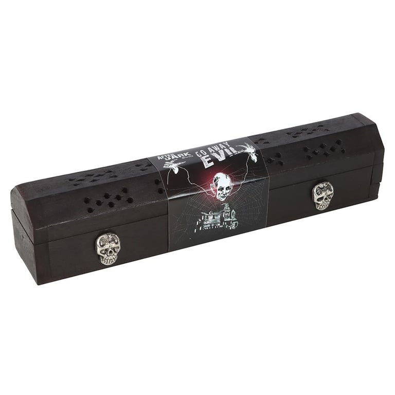 Go Away Evil Incense Box Set - Rose-Scented Demon Repellent Sticks and Wooden Storage Holder