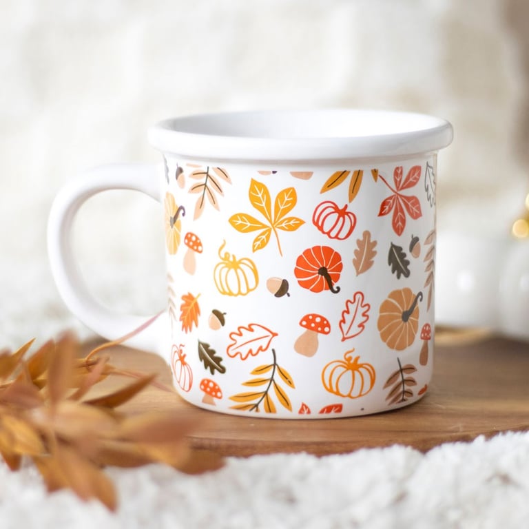Autumn Leaves and Pumpkins 480ml Handwash Mug