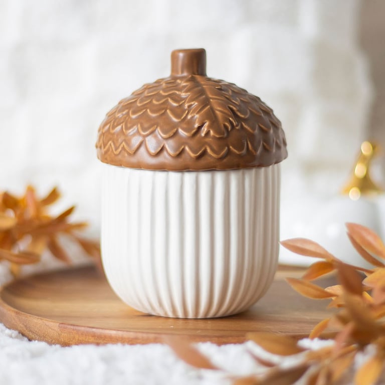 Autumn Acorn Ceramic Storage Jar - Seasonal Decor and Snack Pot