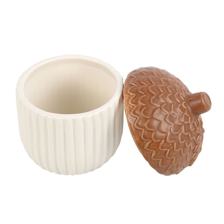 Autumn Acorn Ceramic Storage Jar - Seasonal Decor and Snack Pot