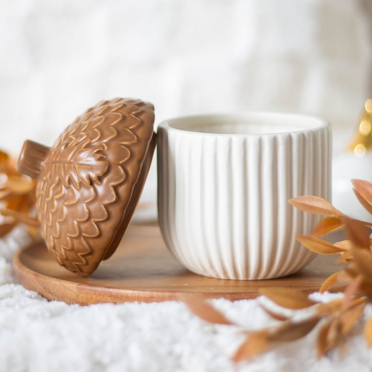 Autumn Acorn Ceramic Storage Jar - Seasonal Decor and Snack Pot