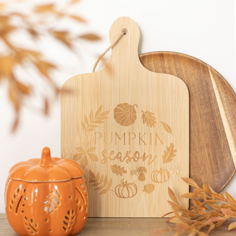 Pumpkin Season Bamboo Serving Board - Fall Decor and Kitchen Utensil