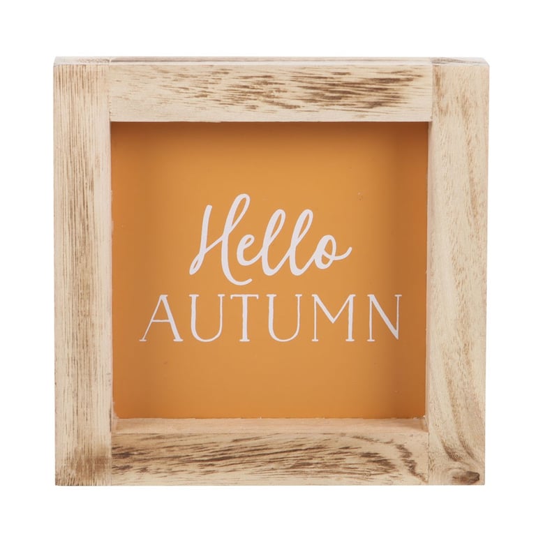 Orange Hello Autumn Wooden Frame Sign - Seasonal Home Decor with Contemporary Design