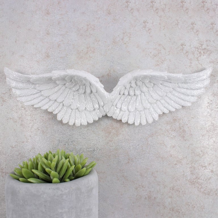 Glitter Hanging Angel Wings - Sparkly Home Decorations with Clear Glitter Finish