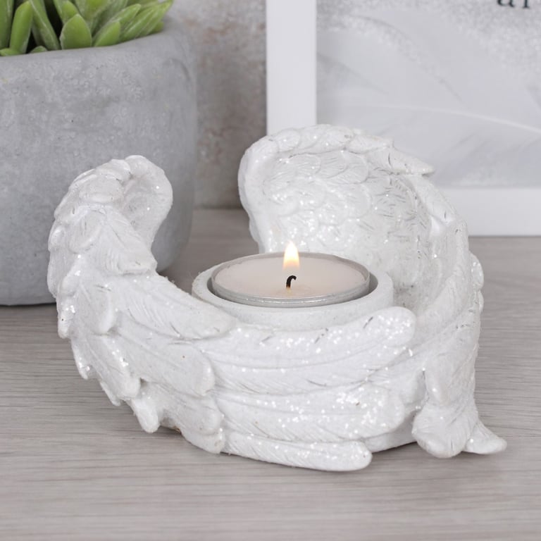 Glitter Angel Wing Candle Holder - Sparkly Home Decor for Tealights and Votives