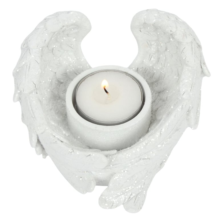 Glitter Angel Wing Candle Holder - Sparkly Home Decor for Tealights and Votives