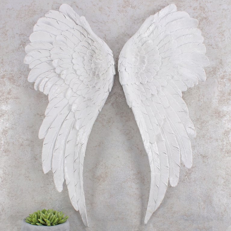 Large Glitter Angel Wings - Home Decor Accent with Iridescent Effect