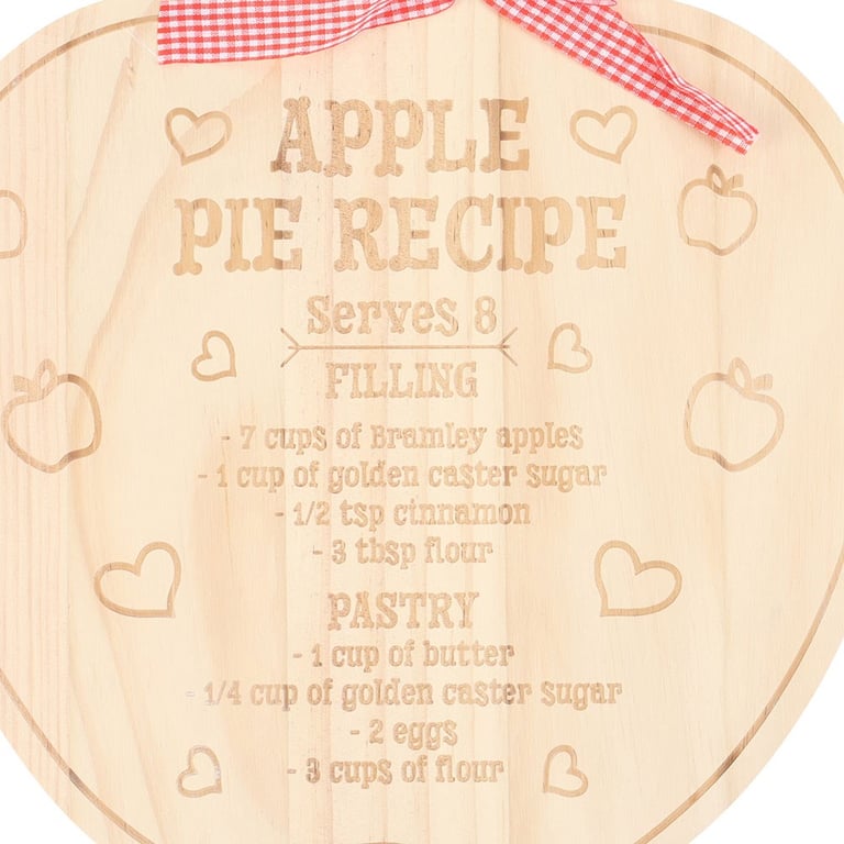 Apple Pie Recipe Wooden Serving Board - Perfect Baking Day Gift for Home Decor
